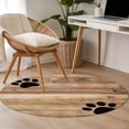 thumbnail image 5 of 3ft Washable Round Rug, Farmhouse Non-Slip Circle Area Rug for Bedroom Bedside, Cute Animal Claws Brown Retro Wood Texture Board Soft Indoor Floor Mat for Home Decor, 5 of 9