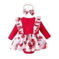 thumbnail image 3 of GYRATEDREAM Newborn Baby Girl Clothes Ribbed Romper Ruffle Long Sleeve Jumpsuit Bodysuit with Headband Set, 3 of 9