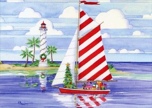 LPG Greetings Christmas Harbor Nautical Christmas Card - Walmart.com