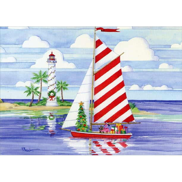 LPG Greetings Christmas Harbor Nautical Christmas Card