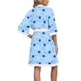 thumbnail image 4 of DreamFish Women's Floral Knit Bathrobe Soft Kimono Style Robe Knee Length Sleepwear with Pockets 3/4 Sleeves, 4 of 6
