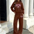 thumbnail image 2 of ITSAME Girls 2-Piece Letter Print Hooded Sweatshirt and Wide Leg Pants Set Fleece-Lined Warm Outfit Size 5T, 2 of 6