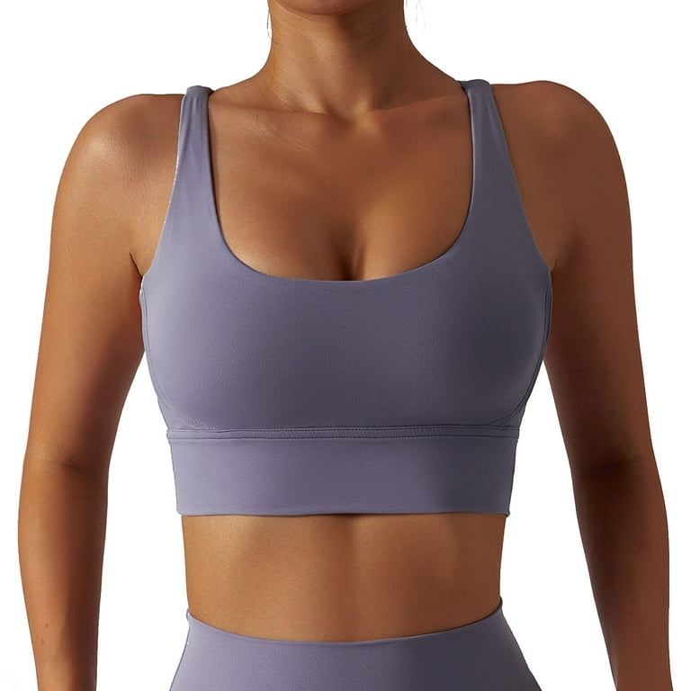 NECHOLOGY Large Sports Bra Pack Womens Strap Yoga Sports Bra Cordless Padded  Yoga Pants And Sports Bra Set for Girls Underwear Purple Medium 
