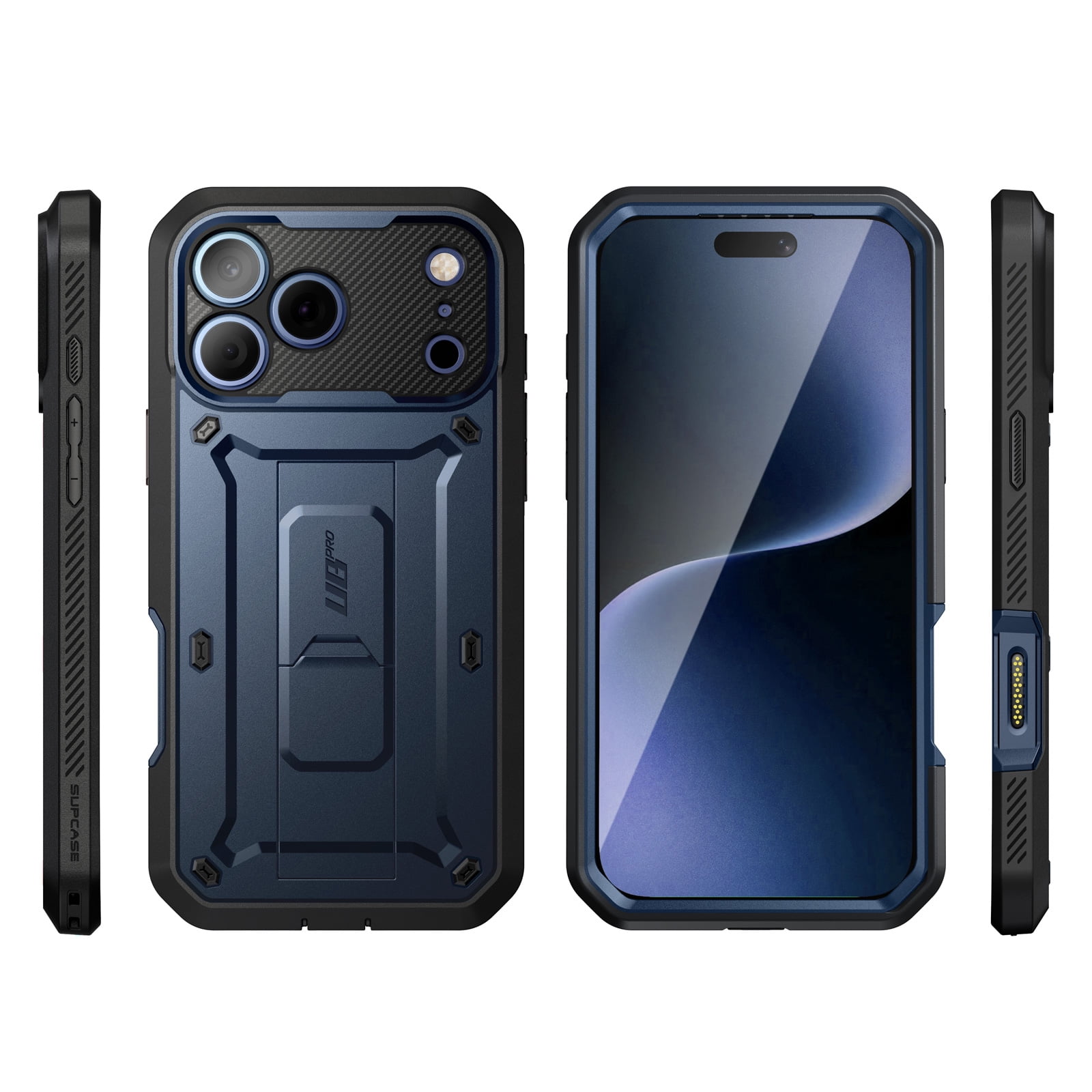 SUPCASE Unicorn Beetle Pro for iPhone 17 Pro Max 6.9" 2025 Case with Screen Protector, [Built-in Stand & Camera Control Button & Belt-Clip] [Military-Grade Protection] Full Body Phone Cover, Azure