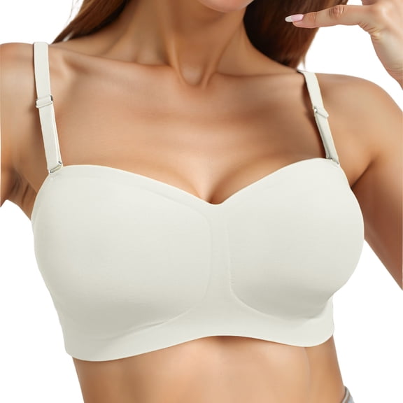 Alun Womens Soft Comfortable No Underwire Bras Seamless Push up Bralettes Full Coverage Breathable Fabric Pure Color Casual Tshirt Brassiere for Everyday Wear White XL