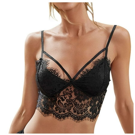 

Lingerie Women Lace Flowers Suspenders See-Through Brassiere Underwear Push Up Lingerie Bralette For Women Seamleass