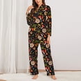 thumbnail image 2 of Honeii Owl And Leaves print Women's Pajama Sets Long Sleeve Button Down Sleepwear Nightwear Soft Pjs Lounge Sets-Small, 2 of 7