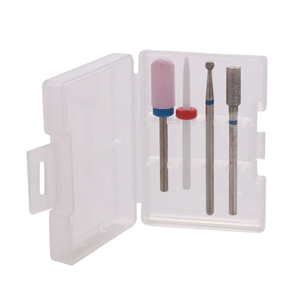 de 4 brocas profesionales para limpieza de cutículas de material acero de tungsteno, cerámica, esmeril con estuche de almacenamiento, brocas de uñas con - -9 Macarena Bit profesional para uñas