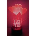 thumbnail image 1 of Love And Balloon 3d Night Light Lámpara de ilusión LED Lámpara de mesita de noche Lámpara de mesa, 7 luces que cambian de color con acrílico Flat Abs Base Cargador USB Feliz Sencillez, 1 of 5