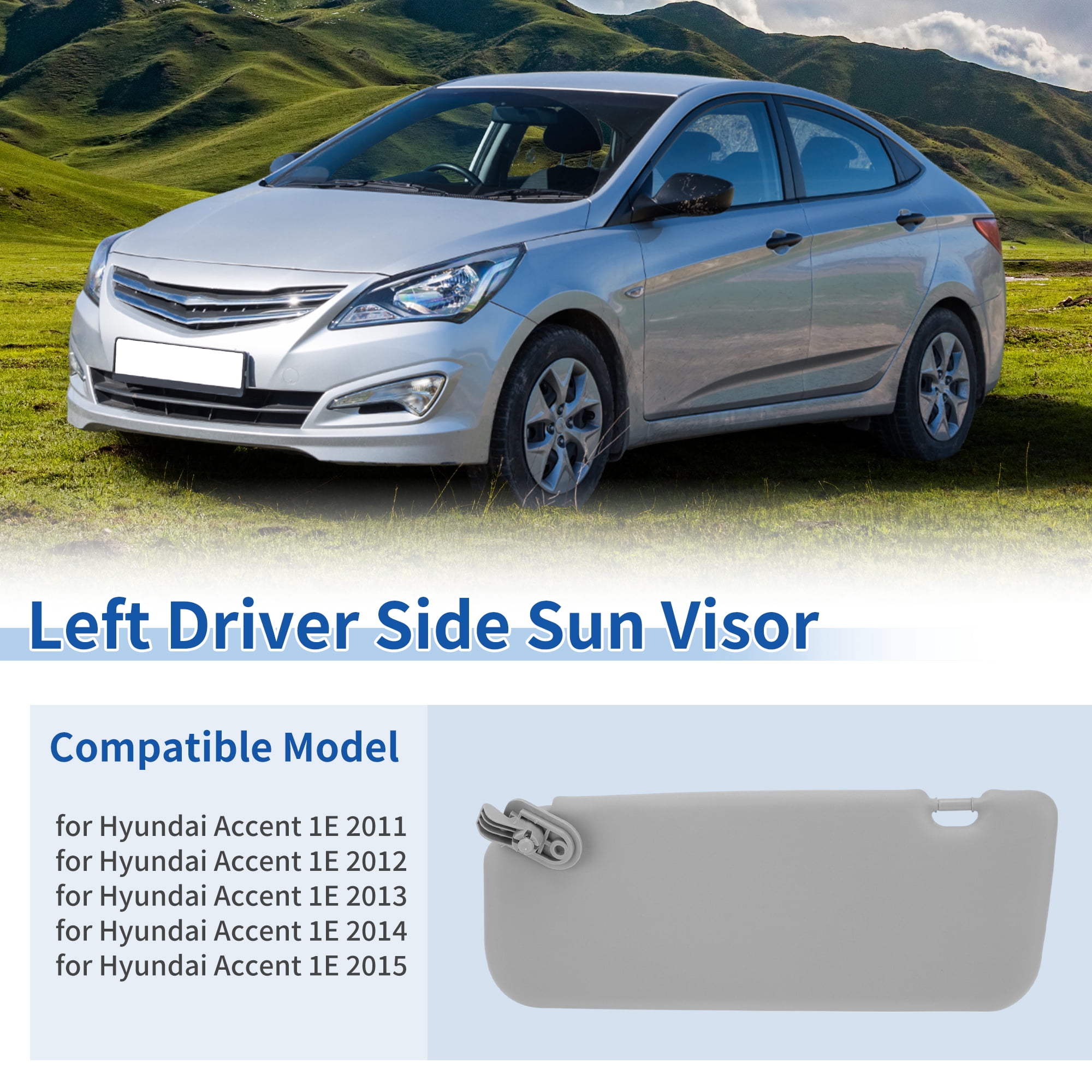 Unique Bargains Driver Side Sun Visor for Hyundai Accent 2011-2015 Gray