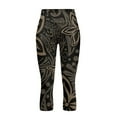 thumbnail image 3 of SCRAWLGOD Polynesia Floral Brown Black Capri Leggings for Women - Breathable Tummy Control Yoga Leggings with 2 Pocket Lightweight High Waisted Yoga Pants Cycling Tights, XL, 3 of 6