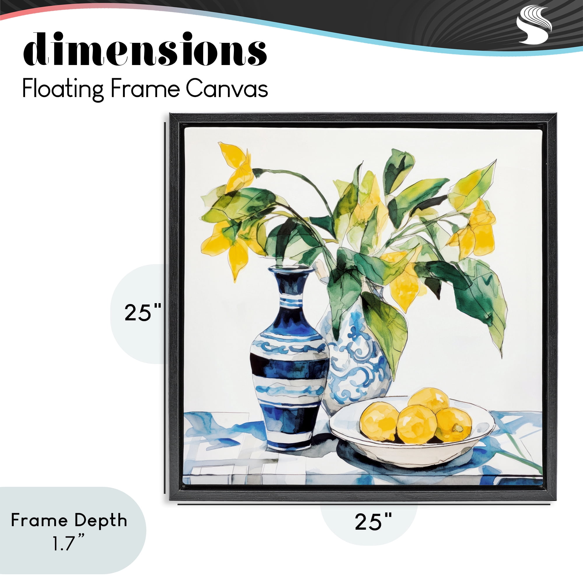 Stupell Industries Lemons & Leaves Table Setting Black Framed Floater Canvas Wall Art, design by Ray Powers