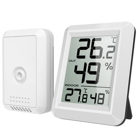 EEEKit Digital Wireless Hygrometer, Weather Station Indoor Outdoor Thermometer Wireless Temperature and Humidity Monitor with Cold- resistant and Waterproof Humidity Gauge LCD Screen, 330ft/100m