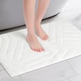 thumbnail image 2 of Unique Bargains Bathroom Rugs Non Slip Bath Mat Geometric Soft Mat Washable Carpet White 16*24in, 2 of 6