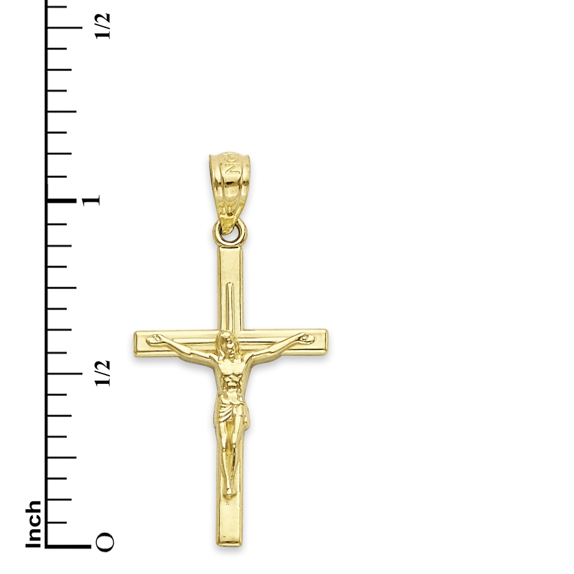 10k Solid Two Tone Gold Crucifix Pendant for Necklace, Dainty Catholic Jewelry Gifts for Women