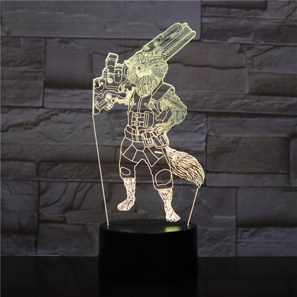 Lámpara LED de ilusión 3D Rocket Raccoon con luz nocturna