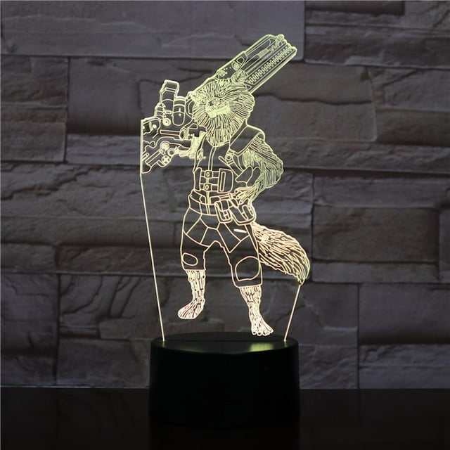 Lámpara LED de ilusión 3D Rocket Raccoon con luz nocturna