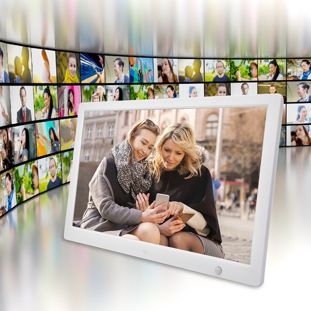 Digital Photo Picture Frame, Wall-Mountable Digital Picture Frame, 15.4 In For Picture Play Video Play White,black