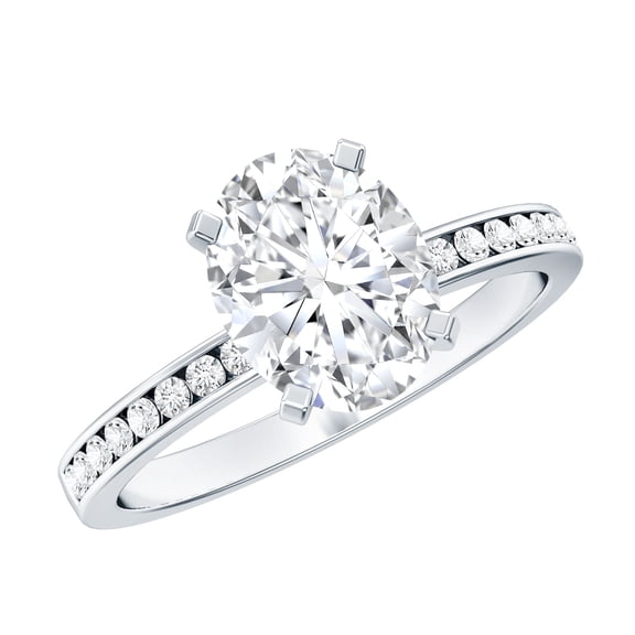 Rosec Jewels IGI Certified Lab Grown Diamond Oval Engagement Ring 2 Carat - E-VS1 Quality - Diamond Solitaire Ring for Women, 925 Sterling Silver, US 4.00