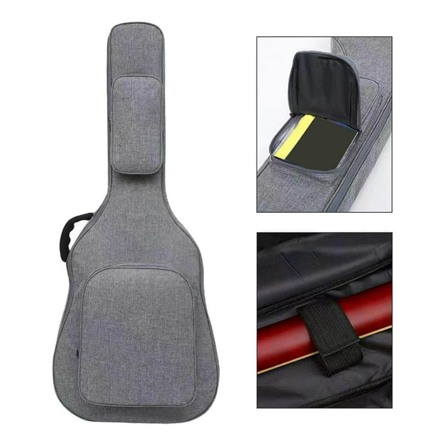fastboy Acoustic Guitar Bag with Pockets Backpack Adjustable Shoulder Strap for Bass Gray