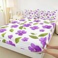 thumbnail image 3 of Manfei Purple Blossoms 4 Pieces Queen Sheet Sets for Kids Children,Spring Graden Ultra Soft Flat Sheet,Chic Floral Flowers Queen Fitted Sheet,Microfiber Bedroom Decor, 3 of 7