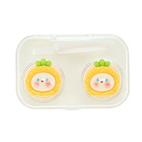Unique Bargains 1 Set Contact Lens Case Contact Lens Container Contact Lens Carrier Pineapple Pattern 2.68"x1.77"x1.1" White