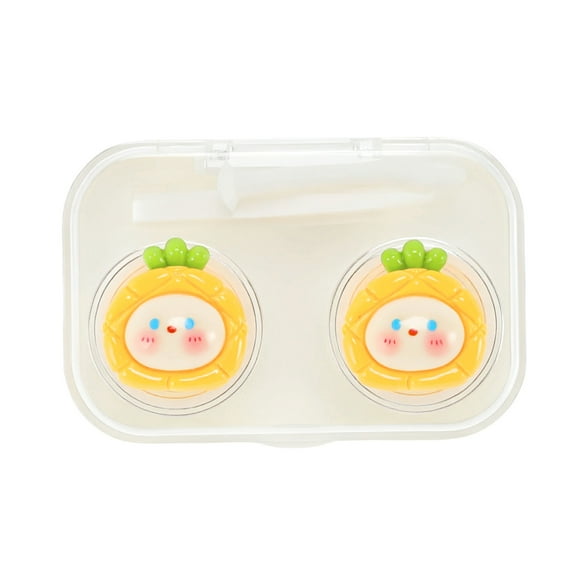 Unique Bargains 1 Set Contact Lens Case Contact Lens Container Contact Lens Carrier Pineapple Pattern 2.68"x1.77"x1.1" White