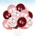 thumbnail image 4 of 50 globos de látex sencillos de 12 pulgadas para decoración de bodas, fiestas y cumpleaños (20 rojos vino, 20 dorados rosa y 10 confeti dorados rosa)., 4 of 6