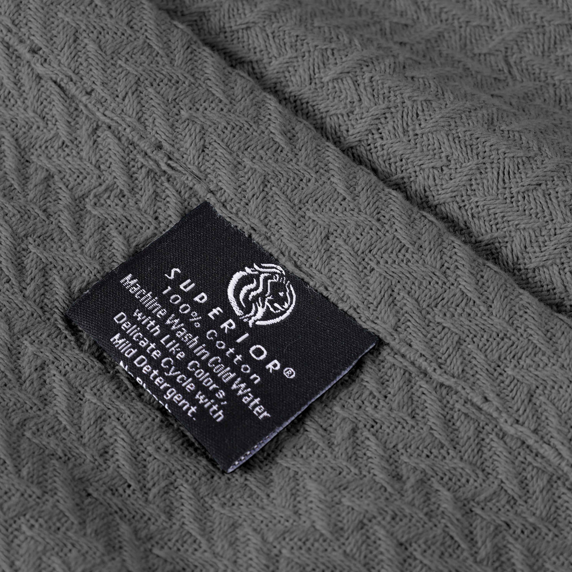 Superior Nobel Cotton Textured Chevron Woven Blanket, Full Queen, Charcoal