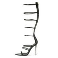 thumbnail image 2 of YDN Women Open Pointed Toe Stilettos Sandals Back Zippers Strappy Super High Heels Sexy Party Evening Dress Shoes Size 4 Black, 2 of 4