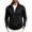 Black, variant on Men's Stand Collar Full Zip Striped Sleeve Sweatshirt Jacket, Loose Soft Side Pocket Casual Daily Outdoor Layering Coat