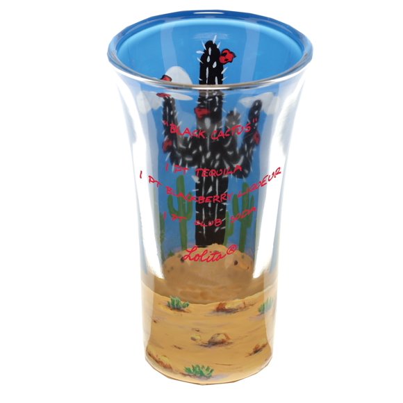 Lolita Hand Painted Shooter Glass, Black Cactus