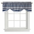 thumbnail image 2 of Navy Blue Tie Up Valances Curtain, Adjustable Kitchen and Black Stripe Abstract Geometric Striped Valances for Windows Decor, Rod Pocket Short Curtains Set for Bedroom/Bathroom, 42"x12", 2 of 9