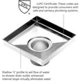 thumbnail image 3 of HEATGENE 6-Inches Square Shower Drain with Flat Cover, Stainless Steel Shower Floor Drain with 2-in-1 Flat & Tile Insert Cover, Floor Shower Drain with Hair Strainer, Brushed, 3 of 9