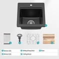 thumbnail image 6 of SUNRINX 15" Drop-in Workstation Bar Sink Black Quartz Granite Composite Single Bowl RV Kitchen Sink, 6 of 10