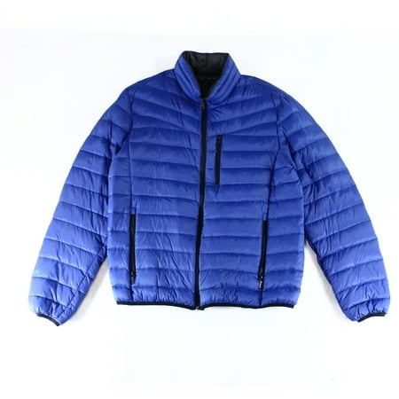 - INC NEW Blue Mens Size 2XL Mock Neck Quilted Zip-Pocket Puffer Jacket