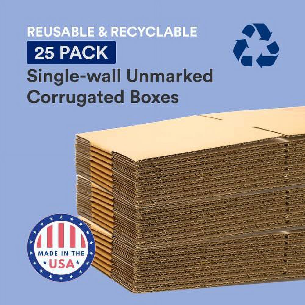 BOX USA Moving Boxes Medium 13"L x 10"W x 13"H, 25-Pack, Corrugated Cardboard Box for Packing, Shipping and Storage
