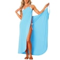 thumbnail image 2 of INSPIRE CHIC Women's Cover Ups Adjustable Strap Backless Wrap Maxi Dress L Light Blue, 2 of 5