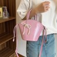 thumbnail image 2 of Mochila de PU con cordón de hilo de coser de color sólido de gran venta 2024 para mujer, nueva moda, bolso de mano versátil para mujer, 2 of 5