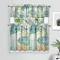 thumbnail image 2 of Kitchen Curtains 36 Inch Short - 3 Panel Set, Hawaiian Sea Turtle Ocean Design, Tropical Underwater Marine Life Print, Rod Pocket Window Curtain, Easy Wash, 2 of 6