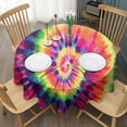 thumbnail image 3 of Colorful Tie Dye Pattern Round Tablecloth 60"x60",Wrinkle Wipeable Table Cloth for Kitchen Dining Room Picnic Patio Party, 3 of 6