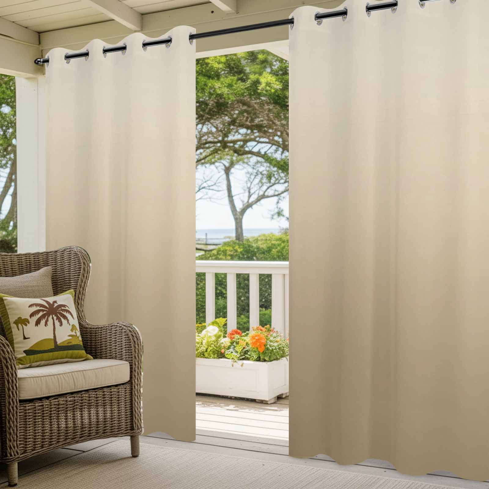 Brown Beige Outdoor Curtains for Patio Waterproof, Windproof Privacy Curtains with Weighted Bottom, Gradient Monochrome Modern Country Outside Drapes for Picnic Garage Backyard Cabana 54"x95" 1 Panel