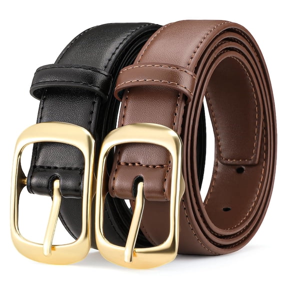 SENDEFN 2 Pack Women Leather Belts with Pin Buckle Waist Belt for Jeans Pants Dresses