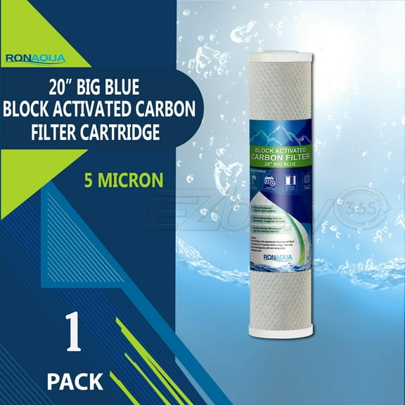 Big Blue CTO Carbon Block Water Filters 4.5" x 20" Whole House Cartridges by Ronaqua