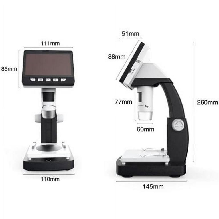 TOMLOV DM04 9'' Coin Microscope 1300X, 16MP 1080P LCD Digital Microscope  with 10'' Long Stand, Rechargeable Light & Touch Button 