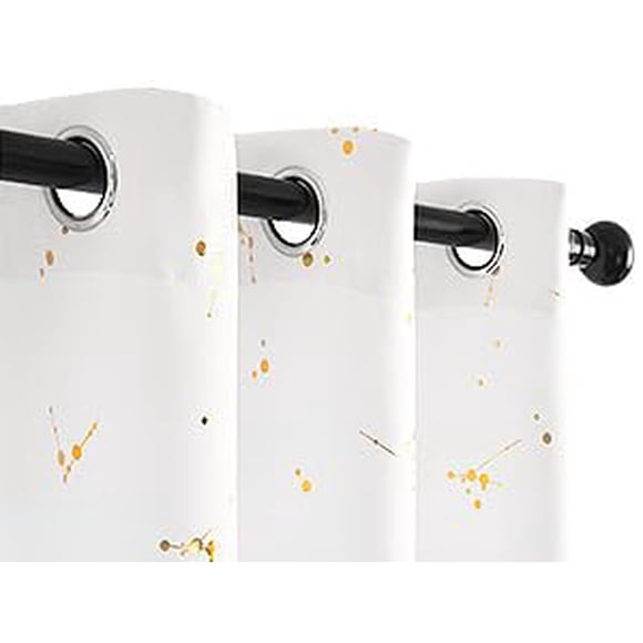 Deconovo White Curtains 2 Panels for Living Room 42 x 84 Inch, Room Darkening Curtains with Constellation Patterns, Gold Foil Printed Window Curtains with Grommets for Bedroom, Pure White