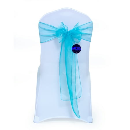 

mds Pack of 150 Organza Chair Sash Bow Sashes for Wedding Decoration -Light Teal
