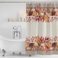 thumbnail image 3 of Orange Red Leaves Fall Shower Curtain, Waterproof Shower Curtains for Bathroom, Autumn Botanical Thanksgiving Washable Fabric Bathtub Curtain Set Bath Decor with 12 Hooks Standard 72"x72", 3 of 8