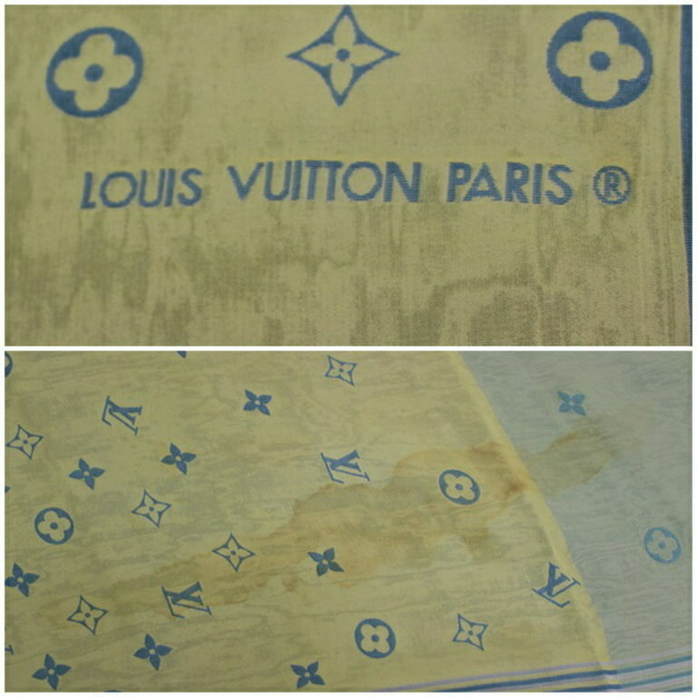 Pre-Owned Louis Vuitton Silk Scarf Muffler Rectangular Pattern Light Blue x  Green Women's LV (Fair) 