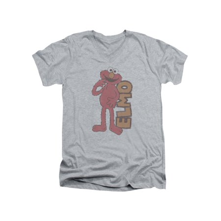 Sesame Street Classic TV Show Vintage Elmo Faded Adult V-Neck T-Shirt Tee